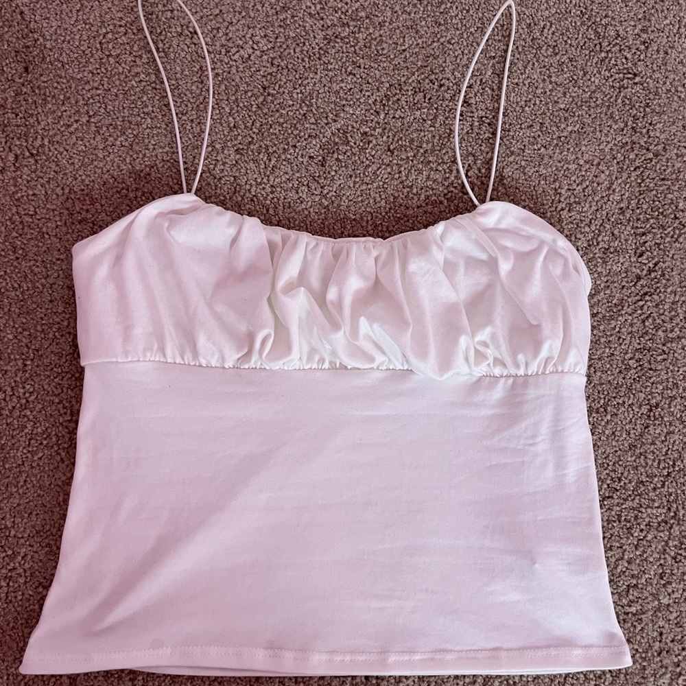 White ruched crop top
